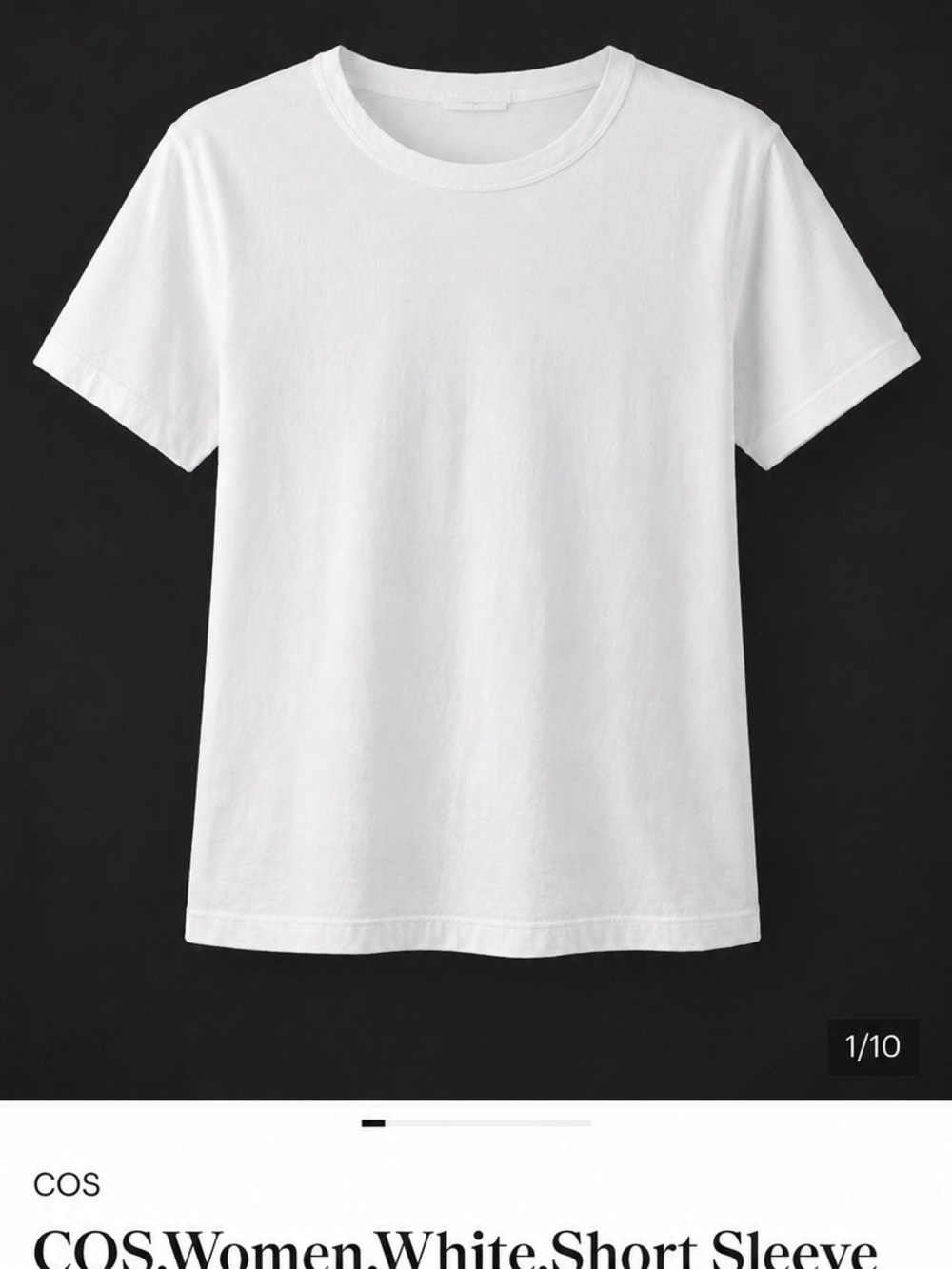 COS,Women,White,Short Sleeve T-Shirt.Bust-47 1/2 inches.